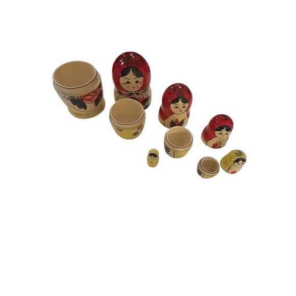 Vintage set of Nesting Dolls, set of 5, complete set matryoshka dolls cottage - Picture 5 of 11